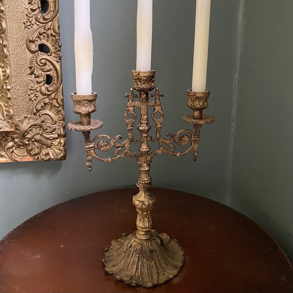 Vintage heavy brass candelabra candlestick holder